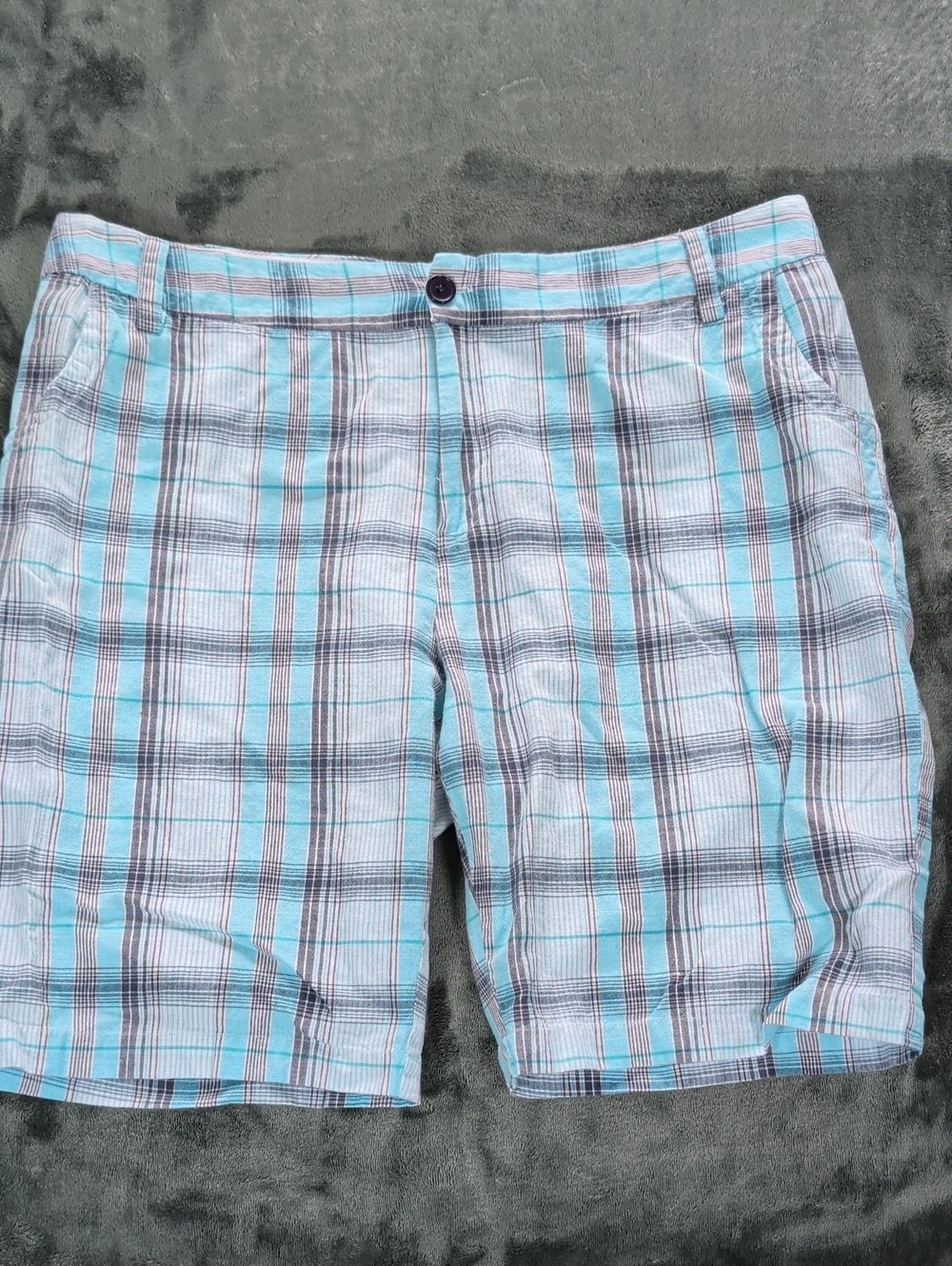 Women’s Light Blue Plaid Bermuda Shorts - Casual Summer Style